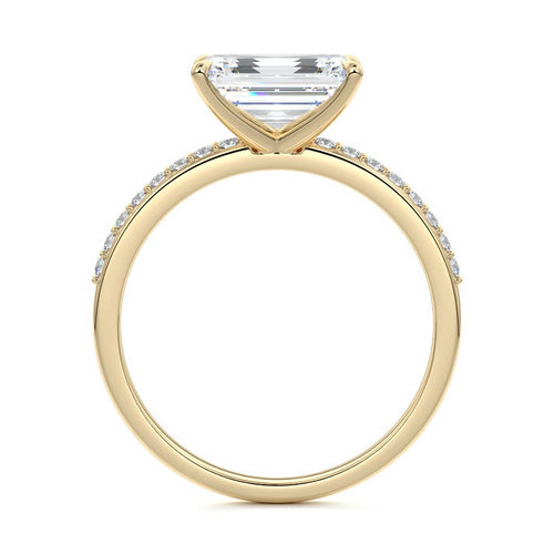 Catrina - Emerald Cut Yellow Gold Engagement Ring Side View | Nura Lab