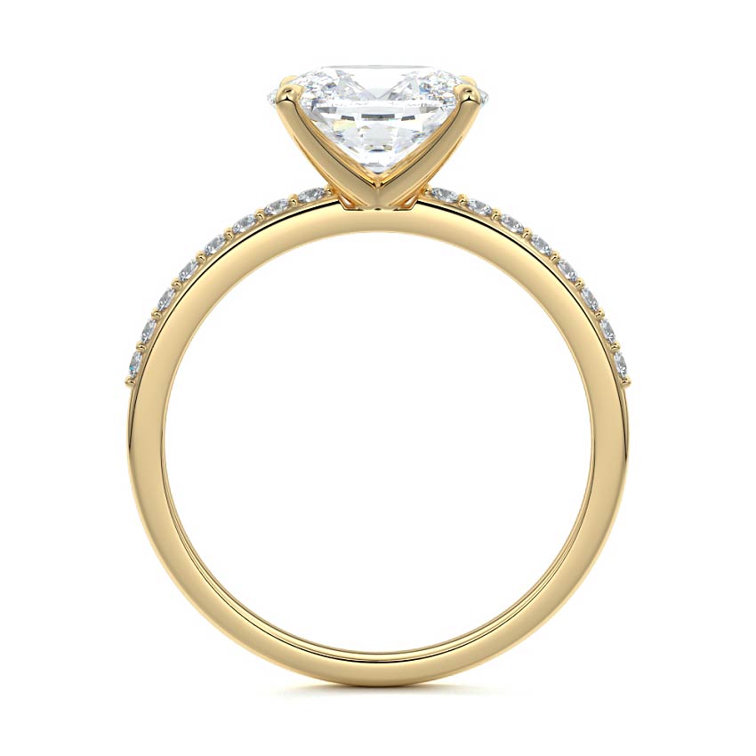 Catrina - Cushion Yellow Gold Engagement Ring Angle View | Nura Lab