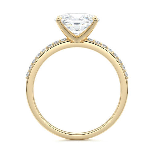 Catrina - Cushion Yellow Gold Engagement Ring Side View | Nura Lab