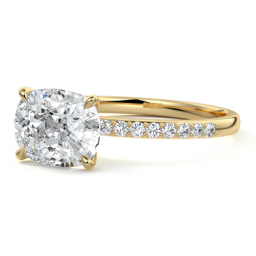 Catrina - Cushion Yellow Gold Engagement Ring Profile View | Nura Lab