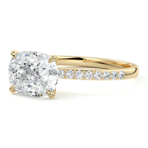 Catrina - Cushion Yellow Gold Engagement Ring Profile View | Nura Lab