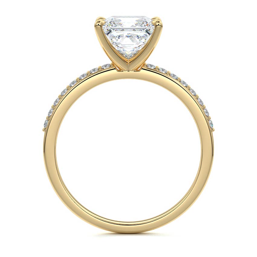Catrina - Princess Yellow Gold Engagement Ring Angle View | Nura Lab
