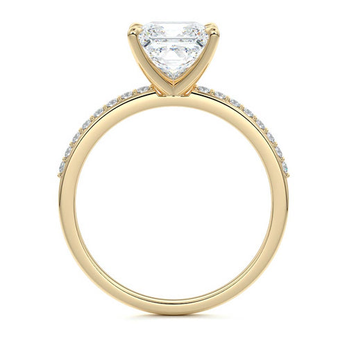 Catrina - Princess Yellow Gold Engagement Ring Angle View | Nura Lab