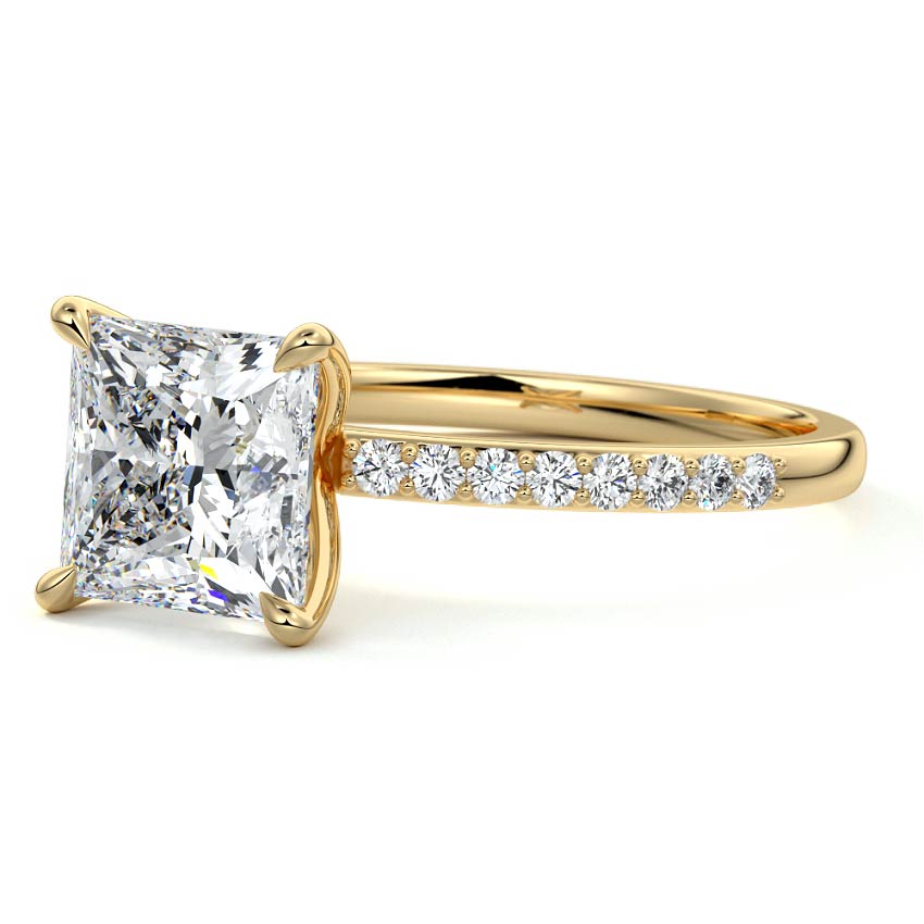 Catrina - Princess Yellow Gold Engagement Ring Profile View | Nura Lab