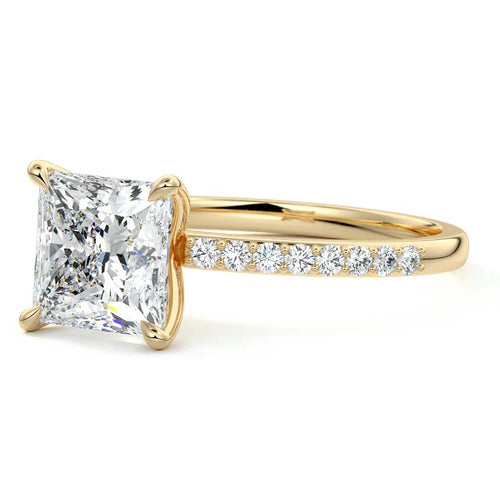 Catrina - Princess Yellow Gold Engagement Ring Profile View | Nura Lab