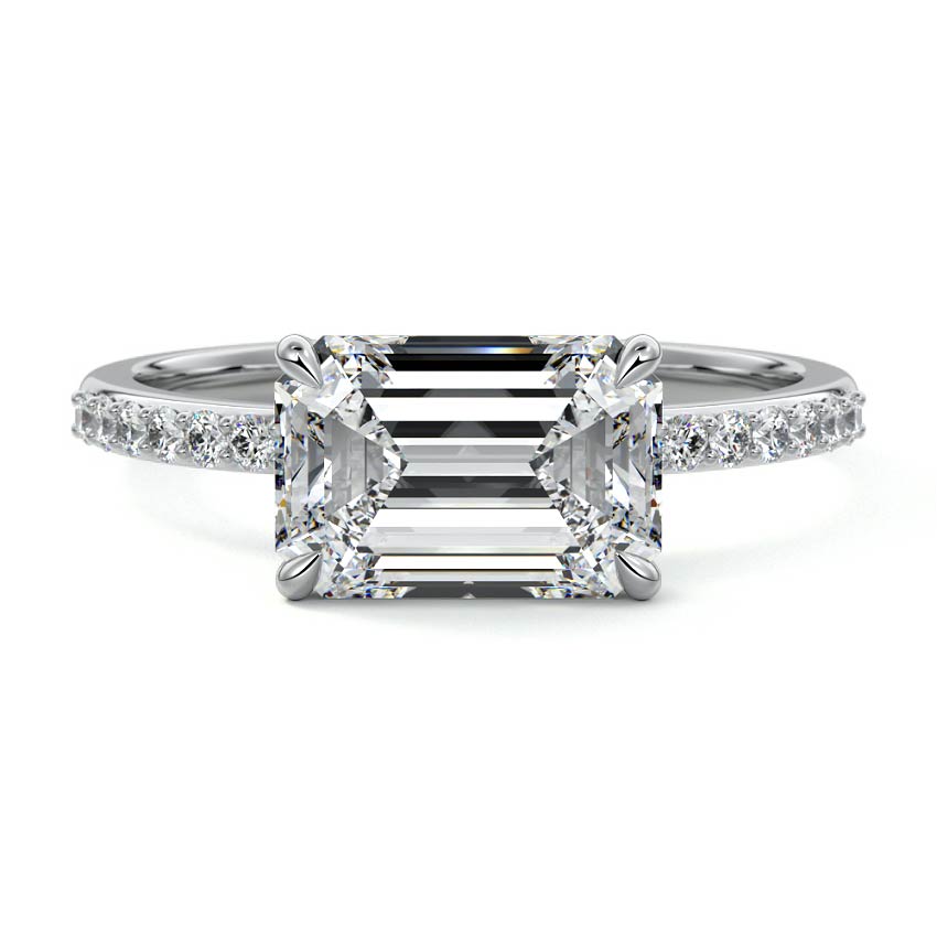 Catrina - Emerald Cut White Gold Lab Grown Diamond Engagement Ring | Nura Lab