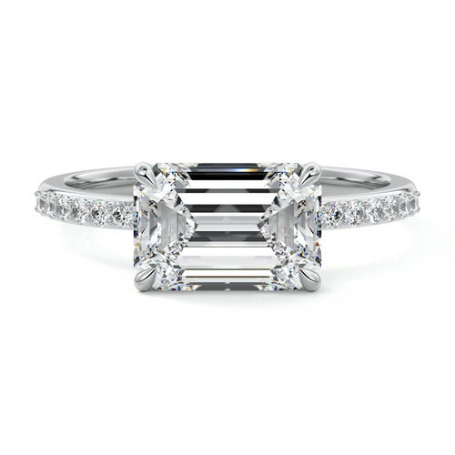 Catrina - Emerald Cut White Gold Lab Grown Diamond Engagement Ring | Nura Lab