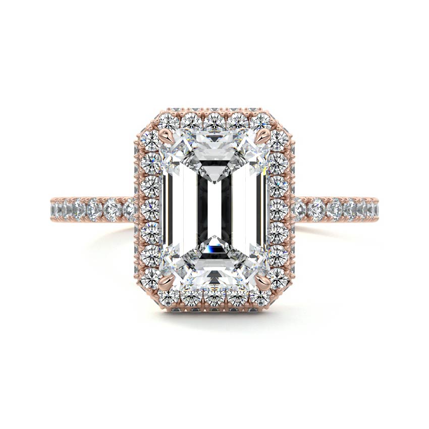 Cleo - Emerald Cut Rose Gold Lab Grown Diamond Engagement Ring | Nura Lab