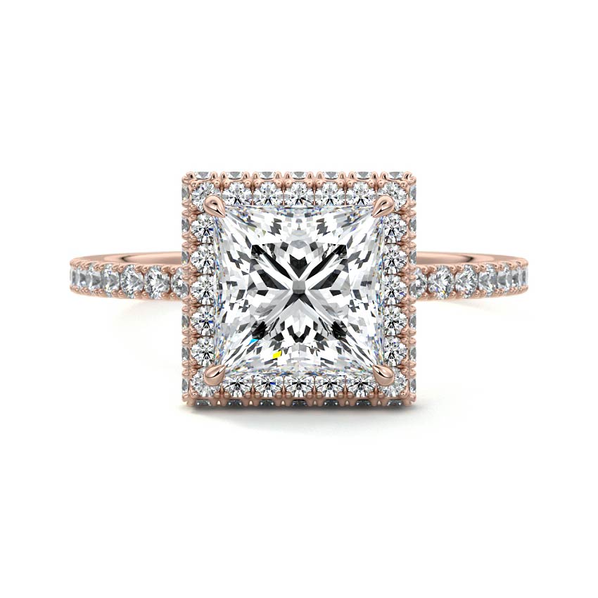 Cleo - Princess Rose Gold Lab Grown Diamond Engagement Ring | Nura Lab