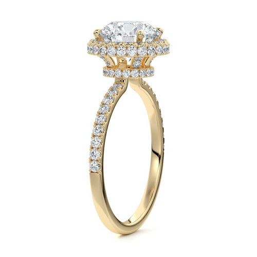 Cleo - Round Yellow Gold Engagement Ring Side View | Nura Lab