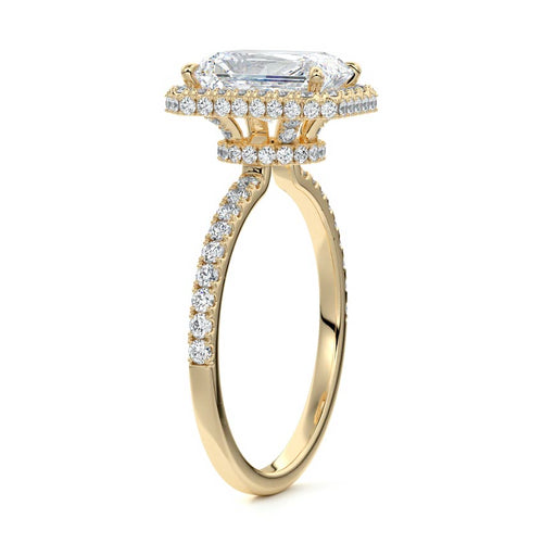 Cleo - Radiant Yellow Gold Engagement Ring Side View | Nura Lab