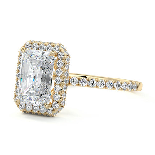 Cleo - Radiant Yellow Gold Engagement Ring Profile View | Nura Lab