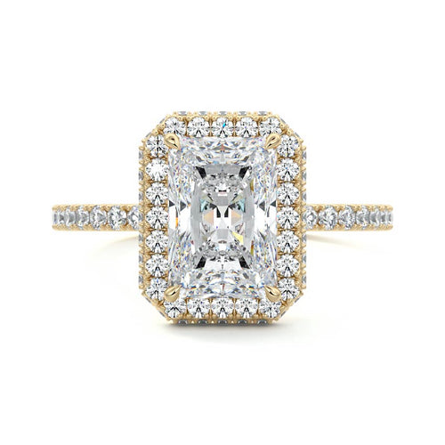 Cleo - Radiant Yellow Gold Engagement Ring Detail View | Nura Lab