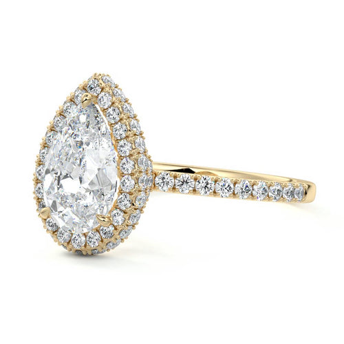 Cleo - Pear Yellow Gold Engagement Ring Profile View | Nura Lab