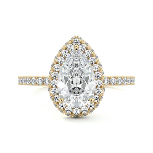 Cleo - Pear Yellow Gold Engagement Ring Detail View | Nura Lab