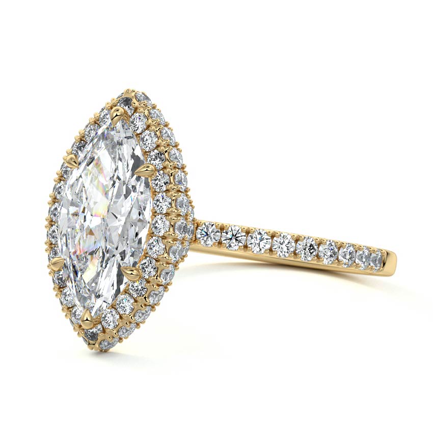 Cleo - Marquise Yellow Gold Engagement Ring Profile View | Nura Lab
