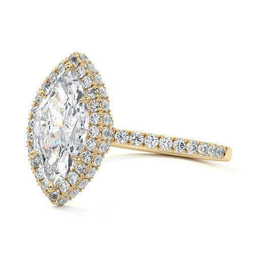 Cleo - Marquise Yellow Gold Engagement Ring Profile View | Nura Lab