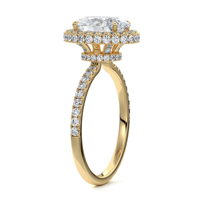 Cleo - Oval Yellow Gold Engagement Ring Side View | Nura Lab