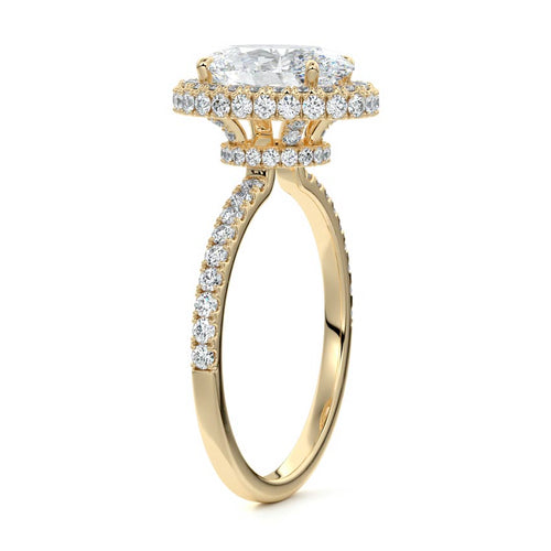 Cleo - Oval Yellow Gold Engagement Ring Side View | Nura Lab