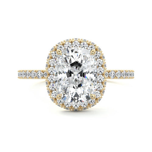 Cleo - Cushion Yellow Gold Lab Grown Diamond Engagement Ring | Nura Lab