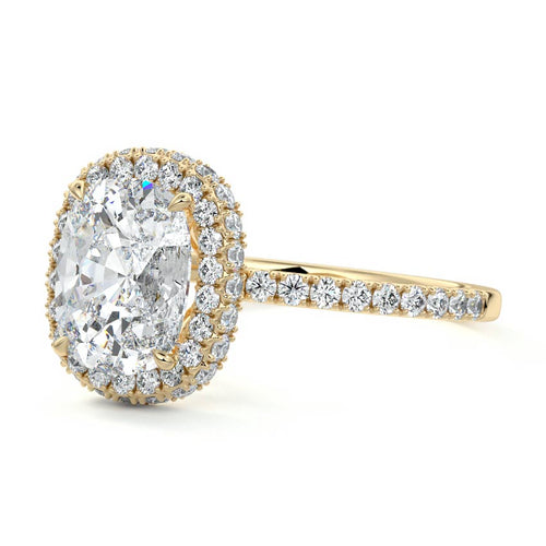 Cleo - Cushion Yellow Gold Engagement Ring Profile View | Nura Lab