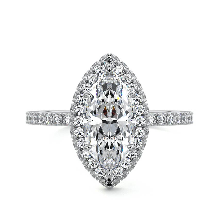 Cleo - Marquise White Gold Lab Grown Diamond Engagement Ring | Nura Lab