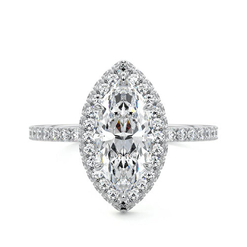 Cleo - Marquise White Gold Lab Grown Diamond Engagement Ring | Nura Lab