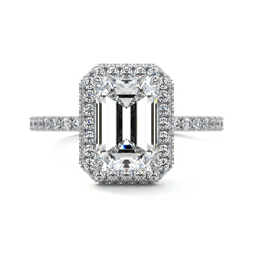 Cleo - Emerald Cut White Gold Lab Grown Diamond Engagement Ring | Nura Lab