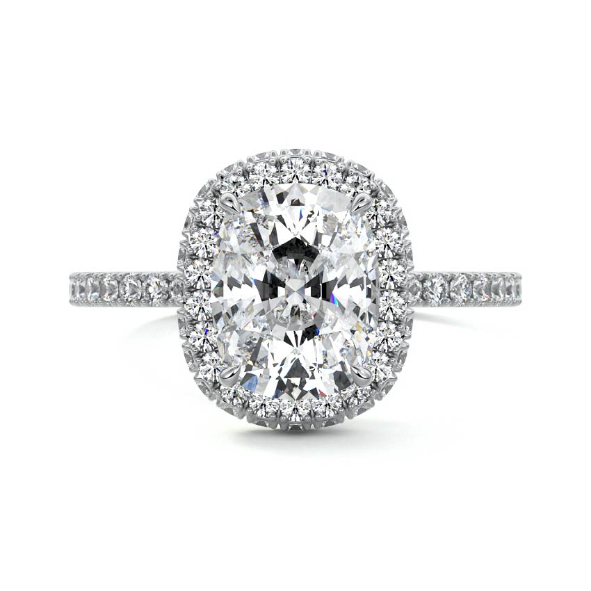 Cleo - Cushion White Gold Lab Grown Diamond Engagement Ring | Nura Lab