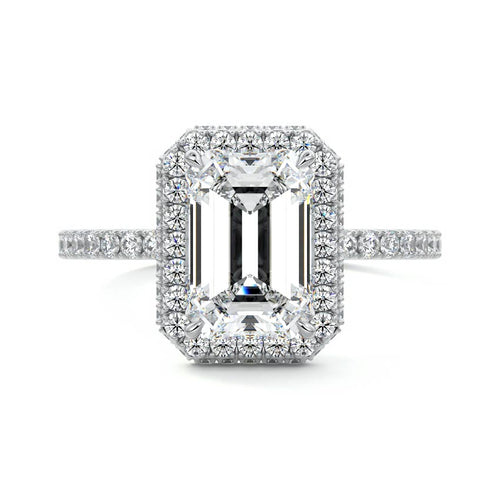 Cleo - Emerald Cut Platinum Lab Grown Diamond Engagement Ring | Nura Lab