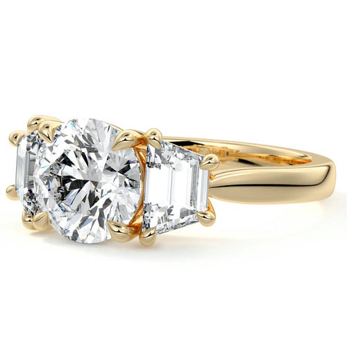 Cosima round three-stone lab grown diamond engagement ring in yellow gold