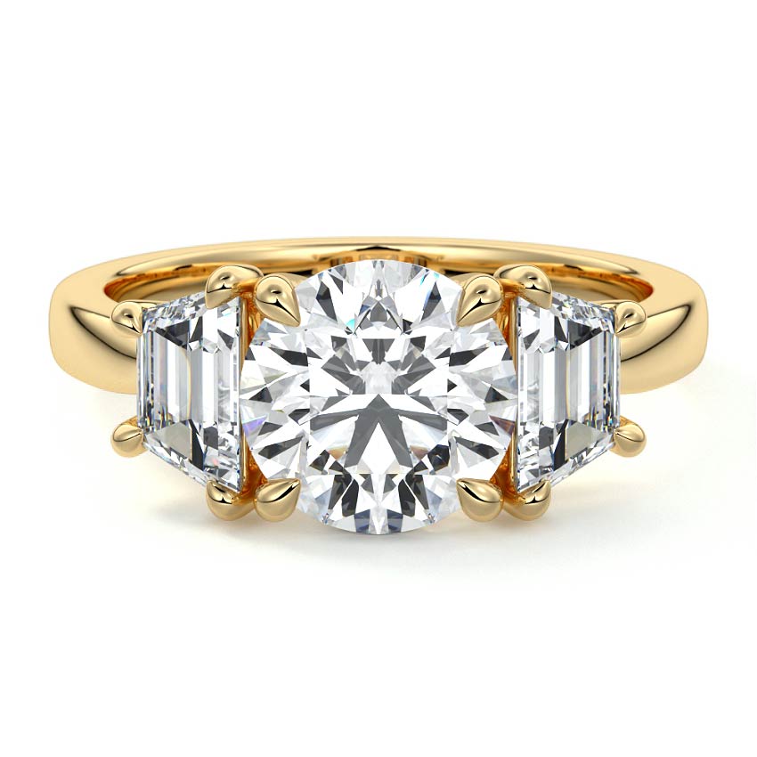 Cosima round three-stone lab grown diamond engagement ring in yellow gold
