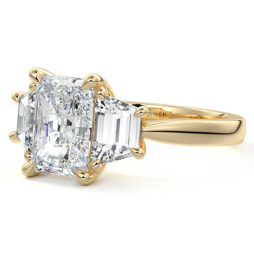 Cosima - Radiant Yellow Gold Engagement Ring Profile View | Nura Lab