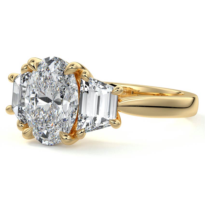 Cosima - Oval Yellow Gold Engagement Ring Profile View | Nura Lab