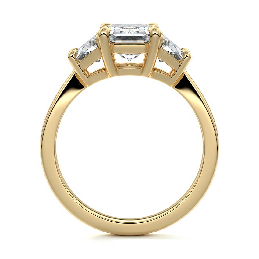 Cosima - Emerald Cut Yellow Gold Engagement Ring Side View | Nura Lab