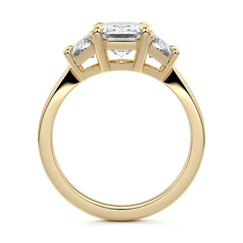 Cosima - Emerald Cut Yellow Gold Engagement Ring Side View | Nura Lab