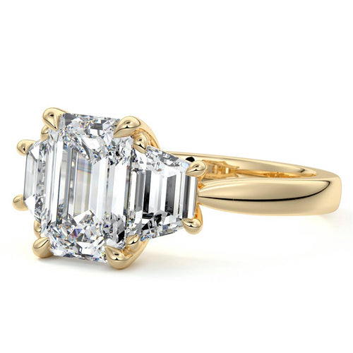 Cosima - Emerald Cut Yellow Gold Engagement Ring Profile View | Nura Lab