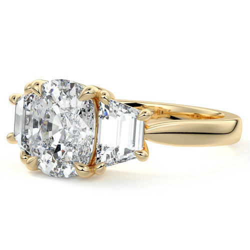 Cosima - Cushion Yellow Gold Engagement Ring Profile View | Nura Lab