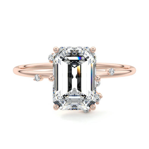 Cyra - Emerald Cut Rose Gold Lab Grown Diamond Engagement Ring | Nura Lab