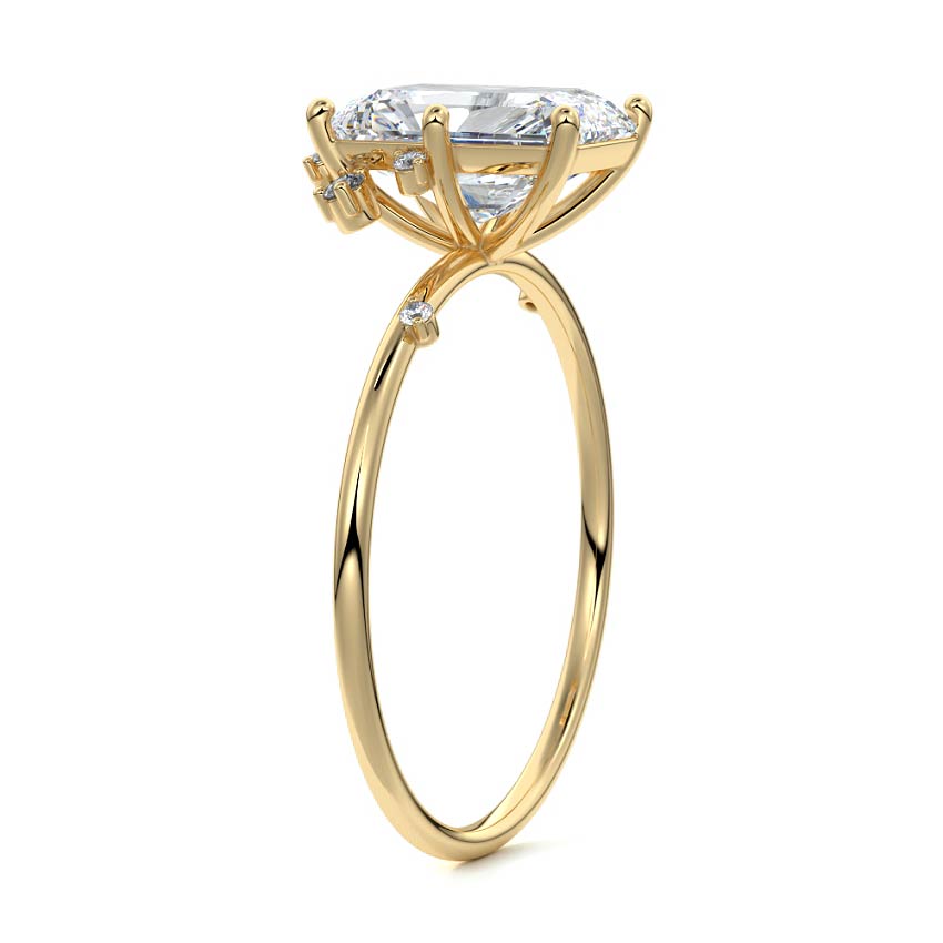 Cyra - Radiant Yellow Gold Engagement Ring Side View | Nura Lab
