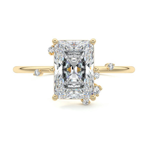 Cyra - Radiant Yellow Gold Engagement Ring Detail View | Nura Lab