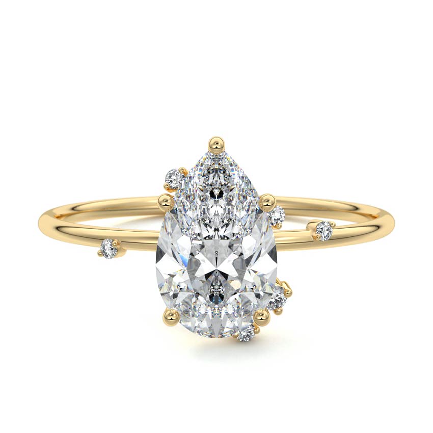 Cyra - Pear Yellow Gold Lab Grown Diamond Engagement Ring | Nura Lab