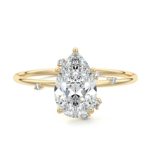 Cyra - Pear Yellow Gold Lab Grown Diamond Engagement Ring | Nura Lab