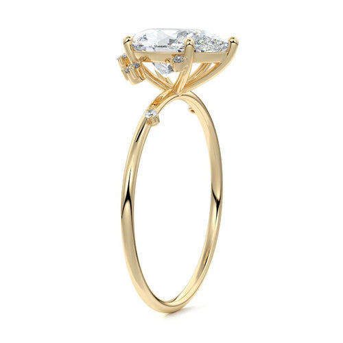 Cyra - Pear Yellow Gold Engagement Ring Side View | Nura Lab