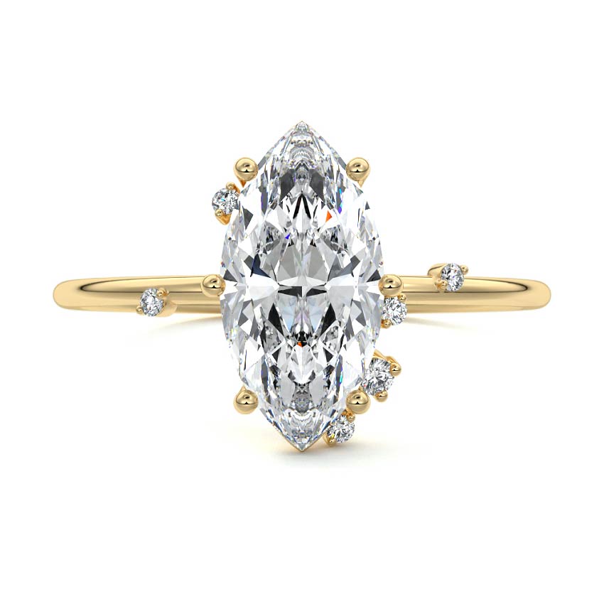 Cyra - Marquise Yellow Gold Lab Grown Diamond Engagement Ring | Nura Lab