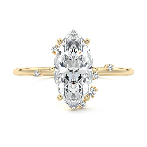 Cyra - Marquise Yellow Gold Engagement Ring Detail View | Nura Lab