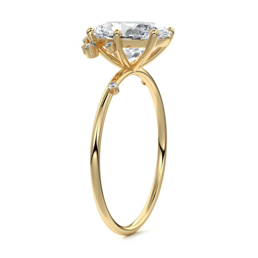 Cyra - Oval Yellow Gold Engagement Ring Side View | Nura Lab