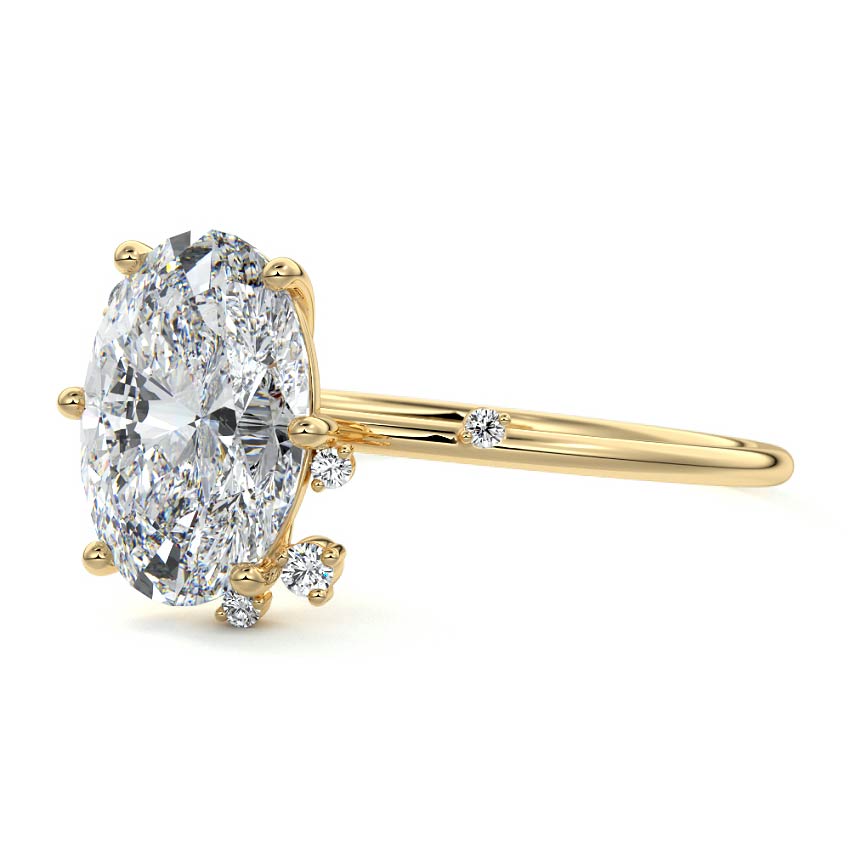 Cyra - Oval Yellow Gold Engagement Ring Profile View | Nura Lab