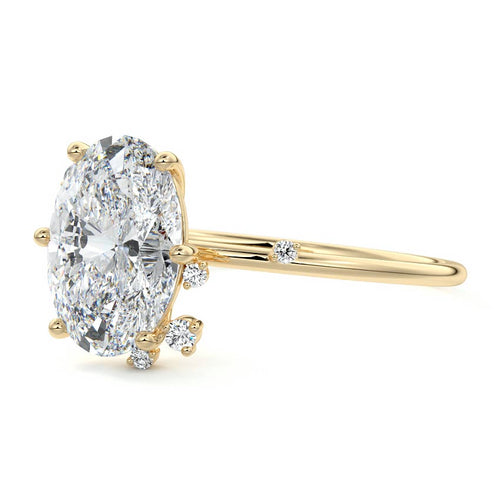 Cyra - Oval Yellow Gold Engagement Ring Profile View | Nura Lab