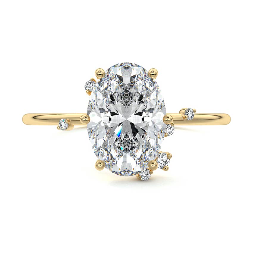 Cyra - Oval Yellow Gold Engagement Ring Detail View | Nura Lab